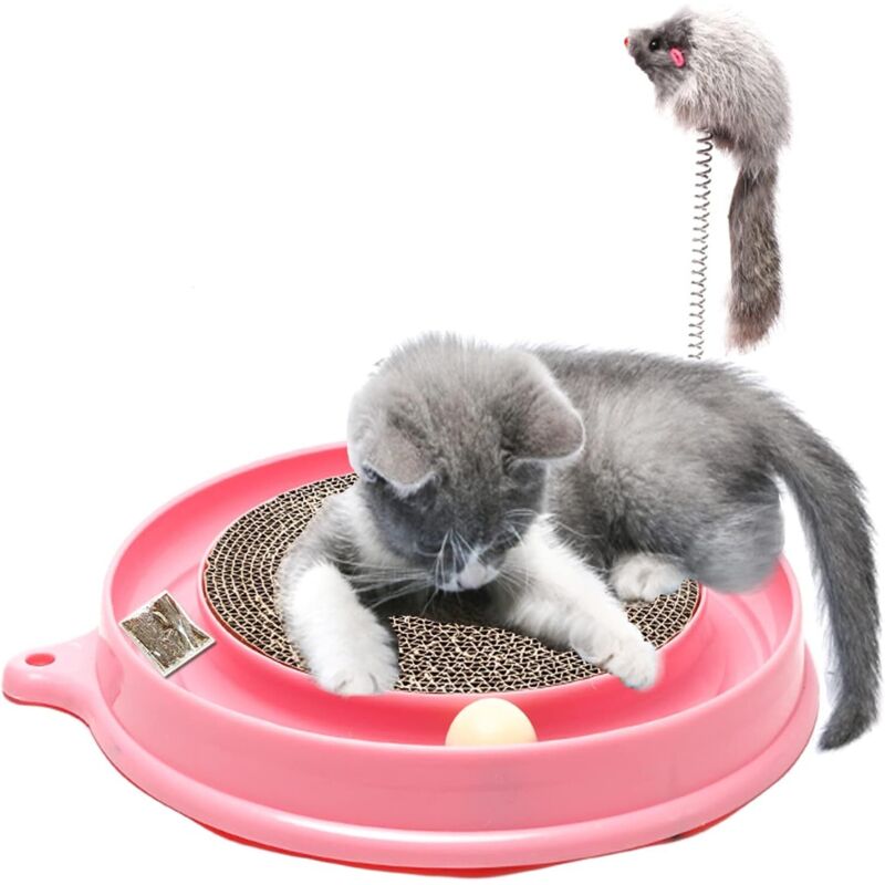 Katzenklettergerüst mit Maus- und Ballspielzeug – interaktives Katzenzubehör, Kratzbaum, stabil, spielerisch & fördert Bewegung