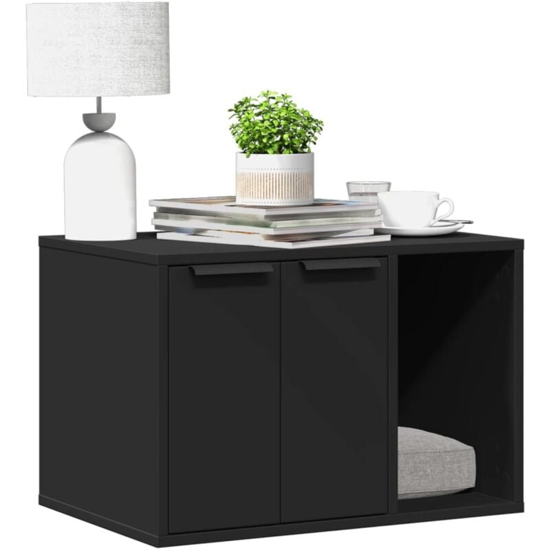 vidaXL Katzenklo Schwarz 60x40x40 cm Holzwerkstoff