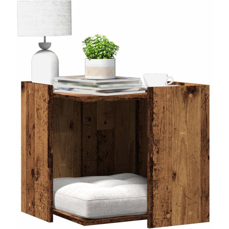 vidaXL Katzenklo Altholz-Optik 53x53x51 cm Holzwerkstoff