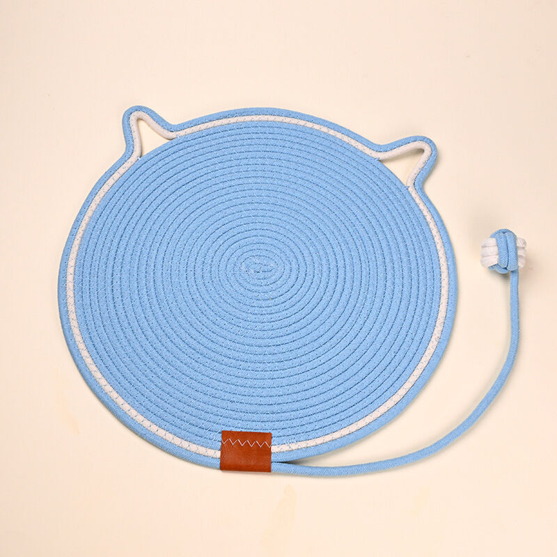 Katzenkratzmatte, blauer Kratzbaum mit Ballspielzeug, 43 cm langer Kratzbaum aus Baumwollseil, Katzenmatte zum Schutz von Möbeln und Sofas,