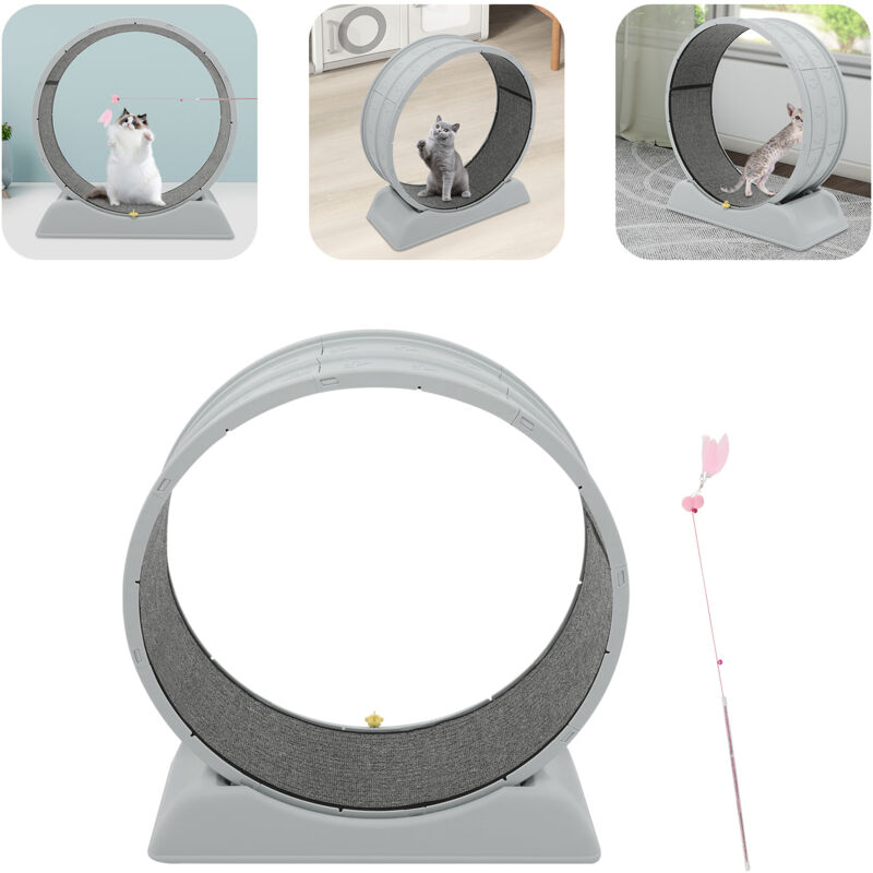 Katzenlaufrad, Laufband, extrem leises und sicheres Trainingsspielzeug für Katzen mit Verriegelungsmechanismus, abnehmbarer Laufbahn mit Teppich zum