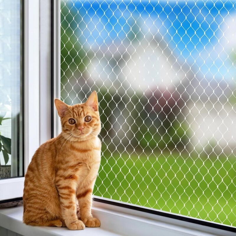 Katzensicherheitsnetz aus Nylon, transparentes 3x4m Balkon-Katzennetz, zuschneidbares Balkon-Katzensicherheitsnetz