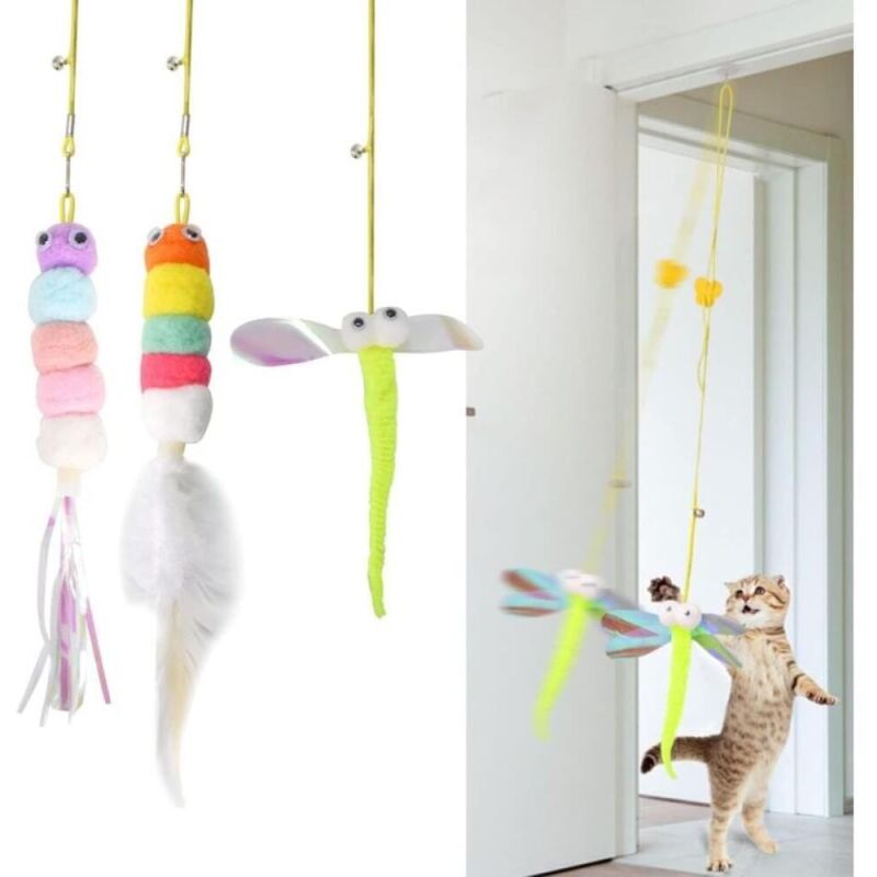 Katzenspielzeug zum Aufhängen an der Tür, 3-teiliges Katzenminzenspielzeug für den Innenbereich, elastisches Katzenspielzeug, realistisches