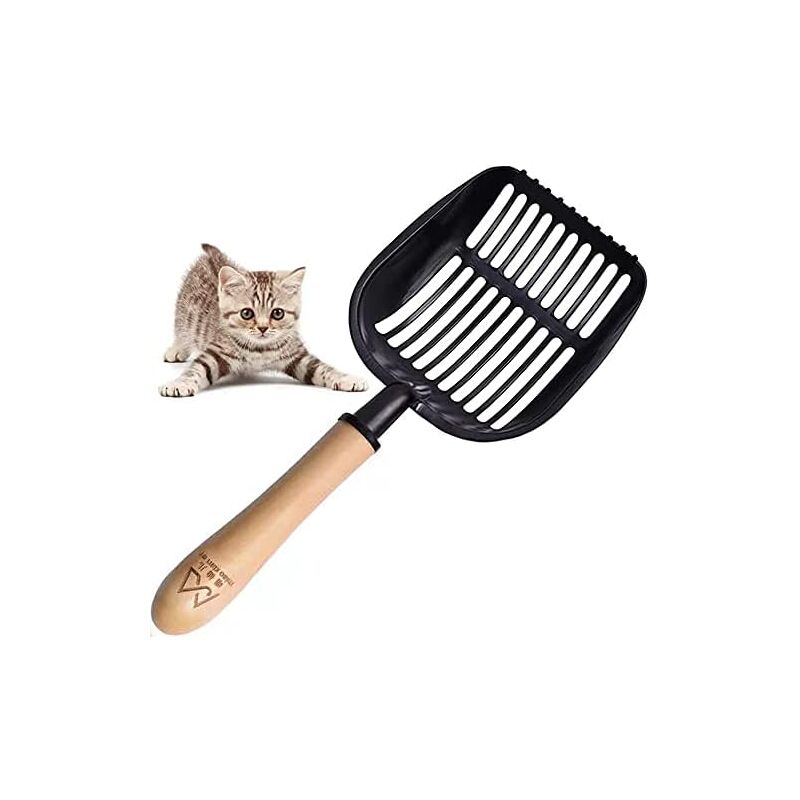 Katzenstreuschaufel, antihaftbeschichtete Katzenstreuschaufel aus Metall mit Halter, Katzentoilettenstreuschaufel – Katzentoilette für die Toilette