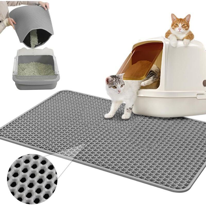 Katzenstreumatte 60 x 45 Cm - Wasserdichte Katzenmatte - Doppellagige Katzenstreumatte - Katzenstreumatte für Katzentoilette und Katzentoilette