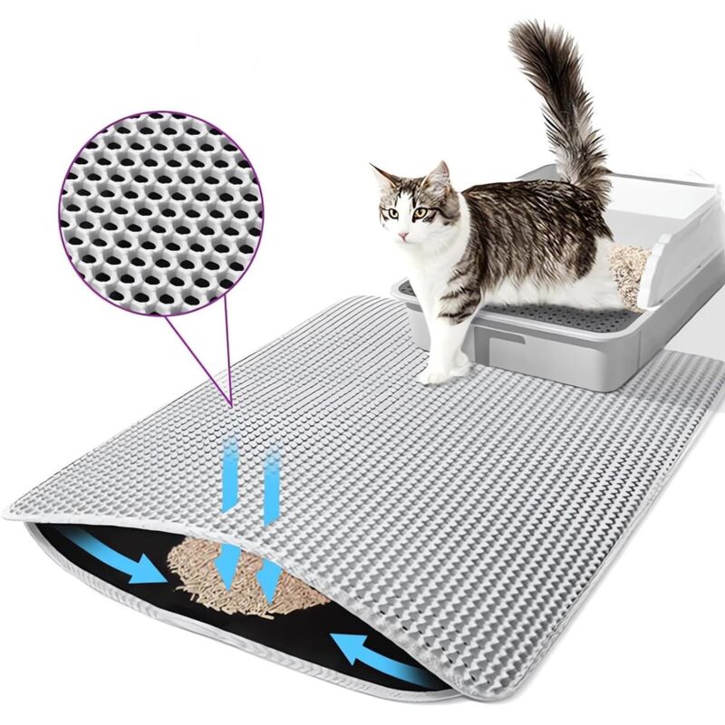 Katzentoilette, Katzentoilette mit Anti-Rutsch-Schicht, wasserdichte Katzenmatte, rutschfest, Katzenmatte, Katzentoilettenvorleger für Katzentypen,