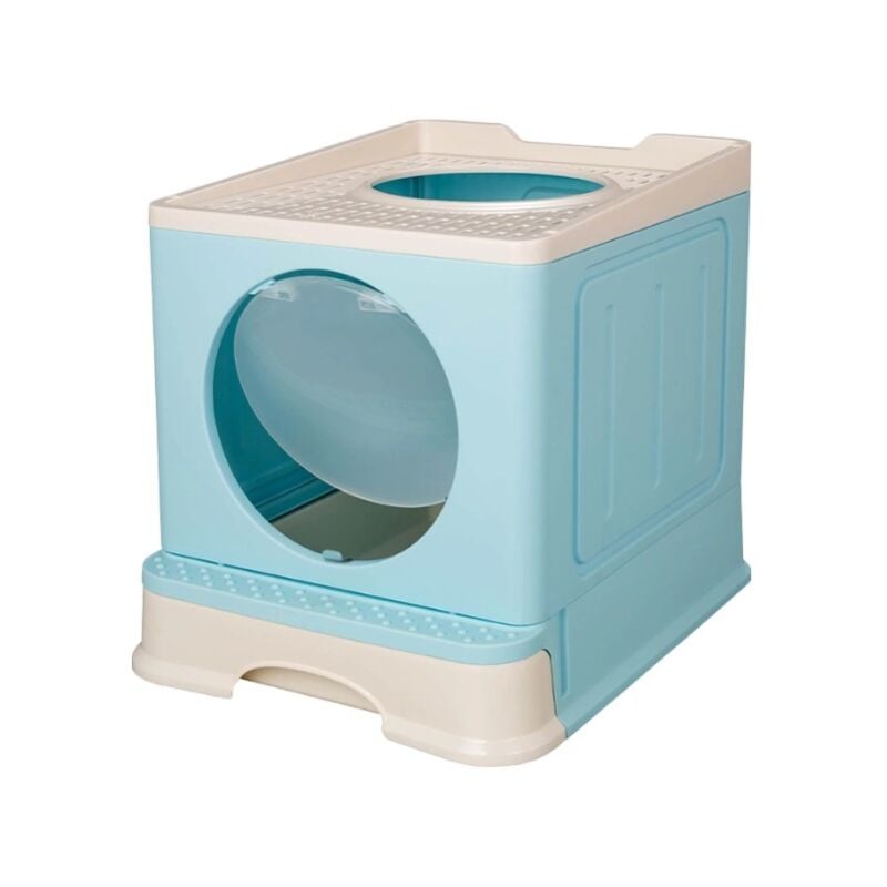 Skecten - Katzentoilette,mit Katzentoilettenschaufel,Leicht zu Reinigen,34×45×39cm,hellblau