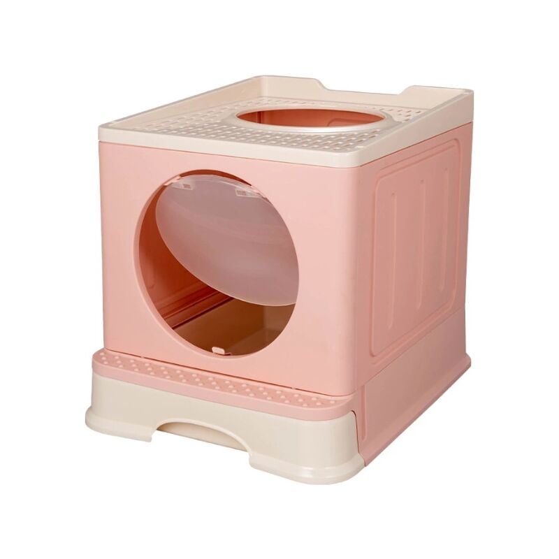 Skecten - Katzentoilette,mit Katzentoilettenschaufel,Leicht zu Reinigen,34×45×39cm,Rosa