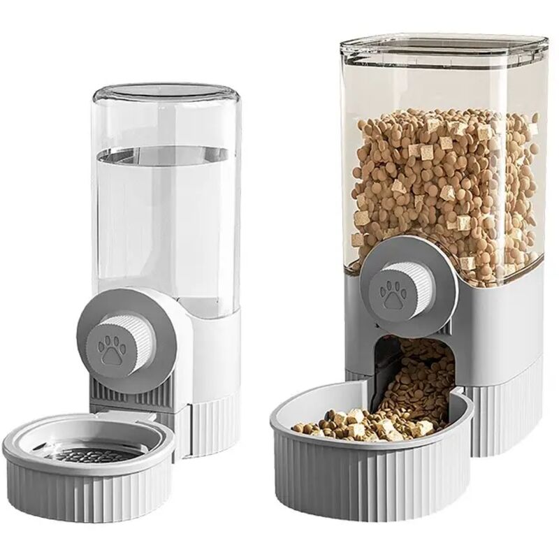 Katzentrinkbrunnen, 2 Stück, automatischer Futter- und Wasserspender, auslaufsicherer Hängenapf für alle Katzen