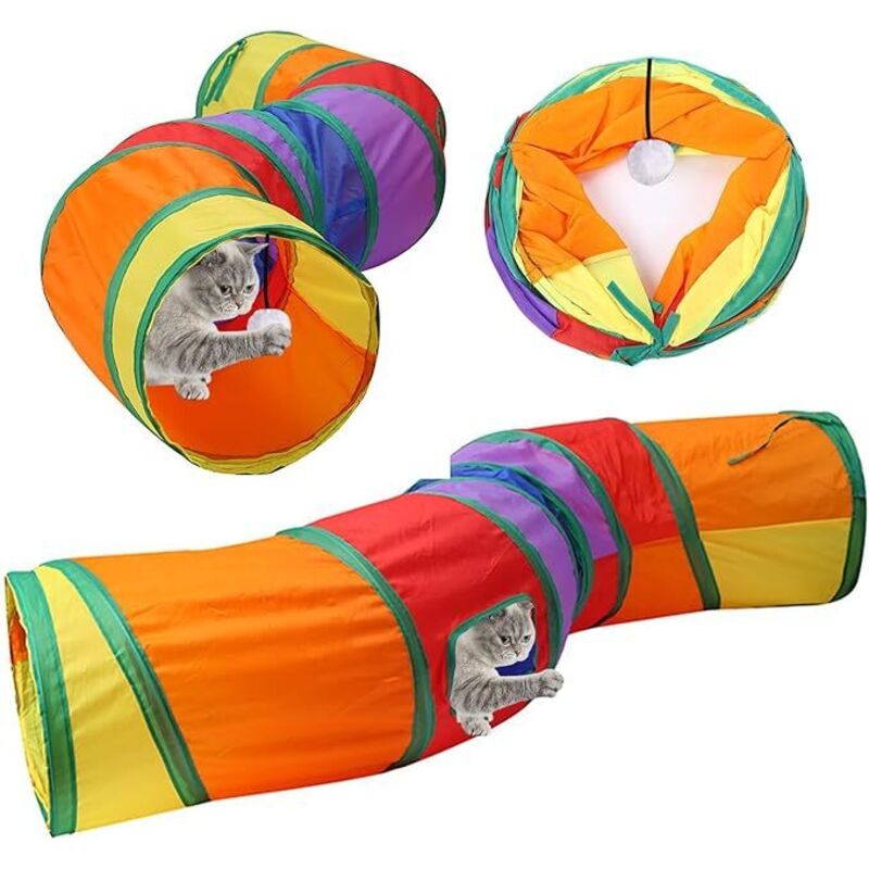 Katzentunnelspielzeug für drinnen, Katzenspielzeug, interaktives Katzentunnelspiel, 2-Wege-Spiel für Kätzchen, Katzenspielzeug für drinnen, faltbarer