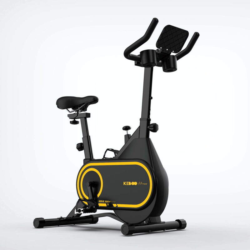 Fitness Serie 300 Heimtrainer, Riemensystem, Trägheit 6 kg und 8 Stufen Anti-Rutsch-Pedale Becherhalter und Räder - Keboo