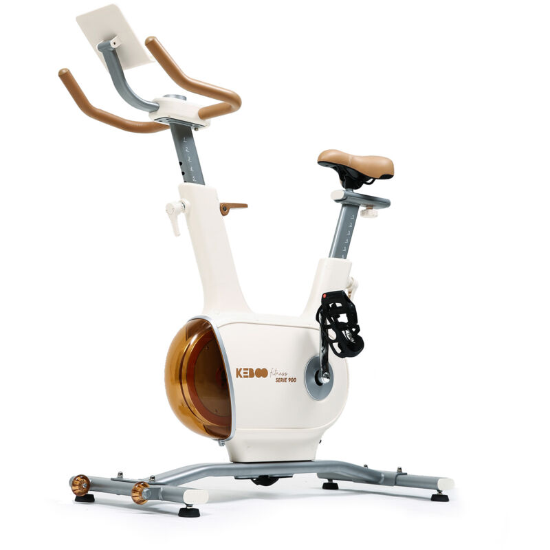 Fitness Serie 900 Motorisierter Fitness-Fahrrad Weiß Magnetische Bremse Trägheit 7 kg und 32 Stufen Anti-Rutsch-Pedale - Keboo