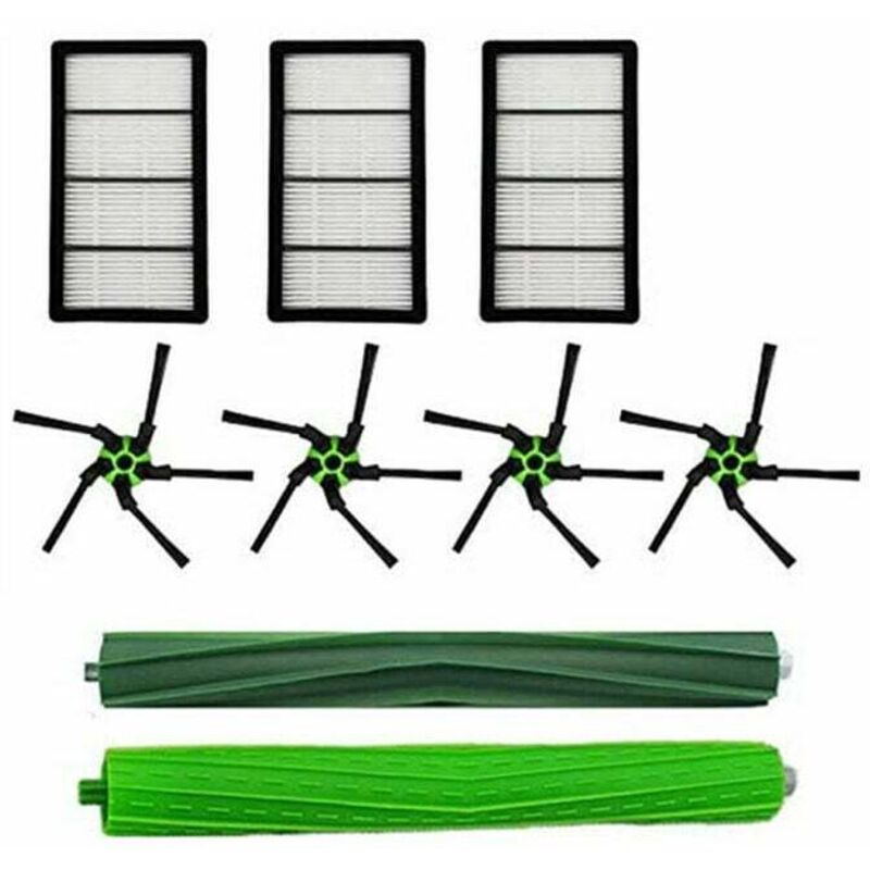 Kehrmaschinen-Zubehör für iRobot S9, S9+, S9plus Serie, Hauptbürstenfilter, Seitenbürsten-Zubehör, 9er-Pack