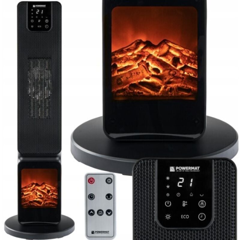 Keramik Heizlüfter Heater Heiztower 2500W Keramikheizer Turmheizer Elektrokamin mit Heizung und Kaminfeuer + Fernbedienung