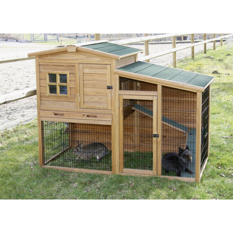 Kerbl - Kleintierstall Fortuna Stall für Kleintiere, Hasenstall mit Freilauf