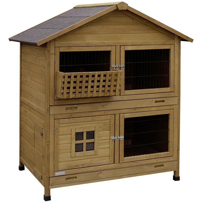 Kerbl - Nagerstall Südtirol für Kleintiere, 4 Fronttüren, Hasenstall mit 2 Ebenen