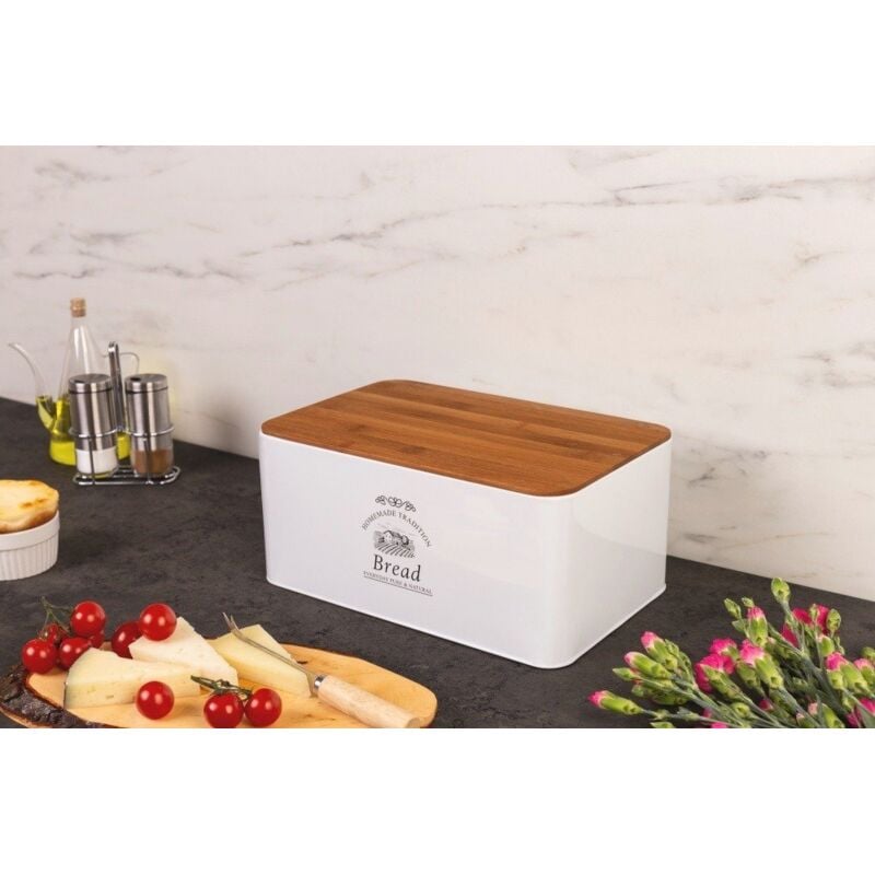 Metall-Brotkasten mit Bambusdeckel
