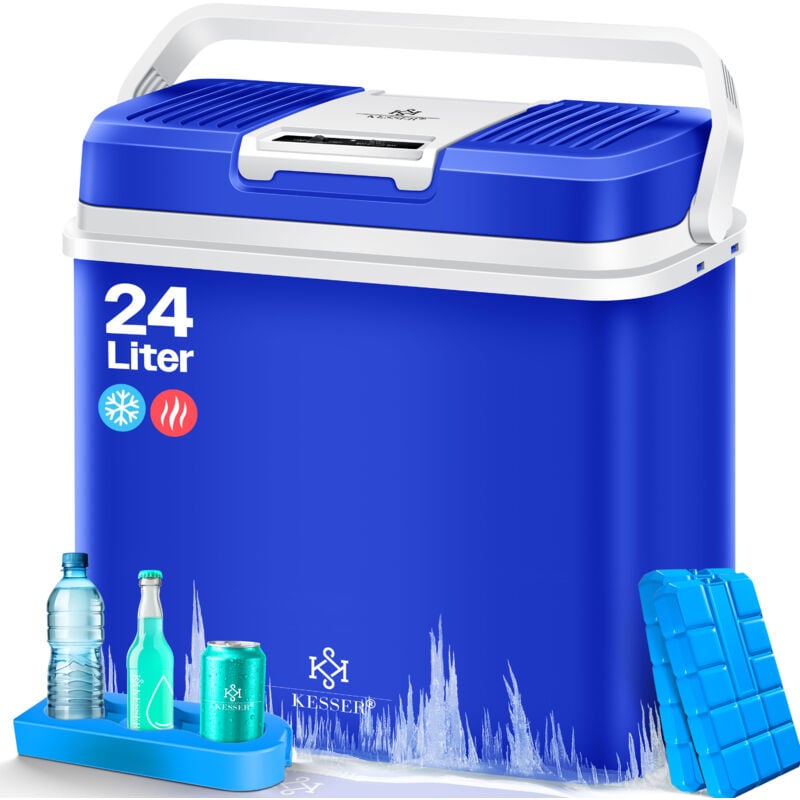 KESSER® 24 Liter Kühlbox KÜHLT und WÄRMT Thermo-Elektrische Kühlbox 12 Volt und 230 Volt Mini-Kühlschrank für Auto und Camping Blau