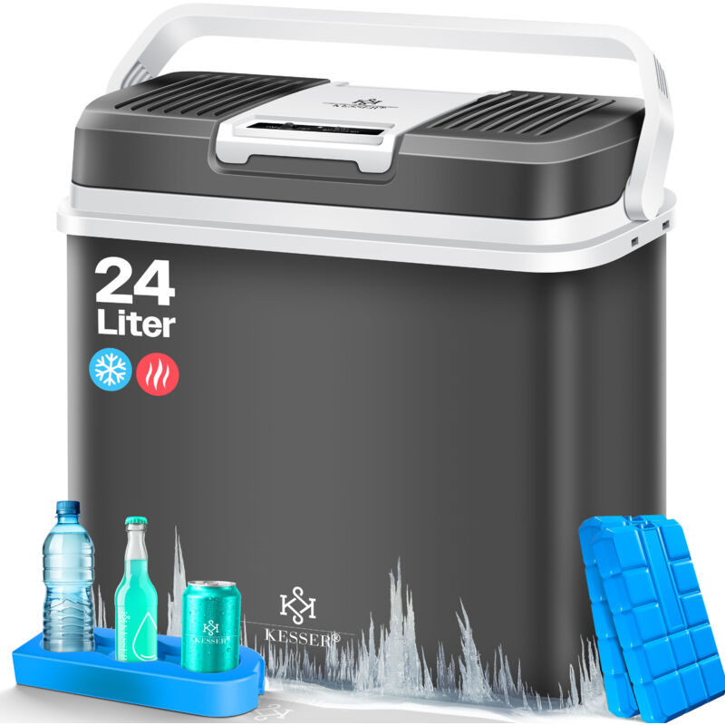 KESSER® 24 Liter Kühlbox KÜHLT und WÄRMT Thermo-Elektrische Kühlbox 12 Volt und 230 Volt Mini-Kühlschrank für Auto und Camping Anthrazit