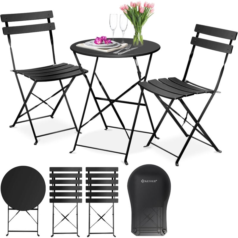 Bistroset 3-teilig Bistrotisch mit 2 klappbaren Stühle Set Balkonset Balkonmöbel Klapp-Möbel Gartenset Sitzgarnitur Gartengarnitur Gartenmöbel