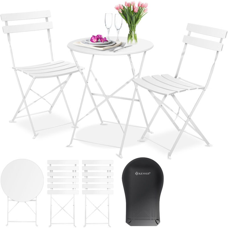 KESSER® Bistroset 3-teilig Bistrotisch mit 2 klappbaren Stühle Set Balkonset Balkonmöbel Klapp-Möbel Gartenset Sitzgarnitur Gartengarnitur