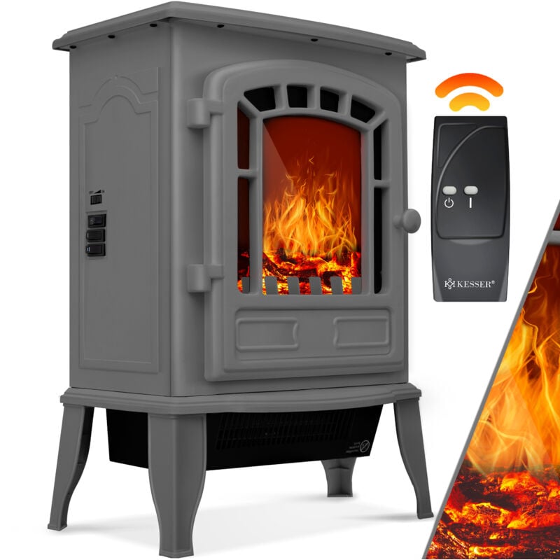 KESSER® Elektrokamin mit Heizlüfter & Fernbedienung 2000W Elektro Kamin Elektrischer Heizung LED Kaminfeuer Effekt Kaminofen Flammeneffekt Heizer