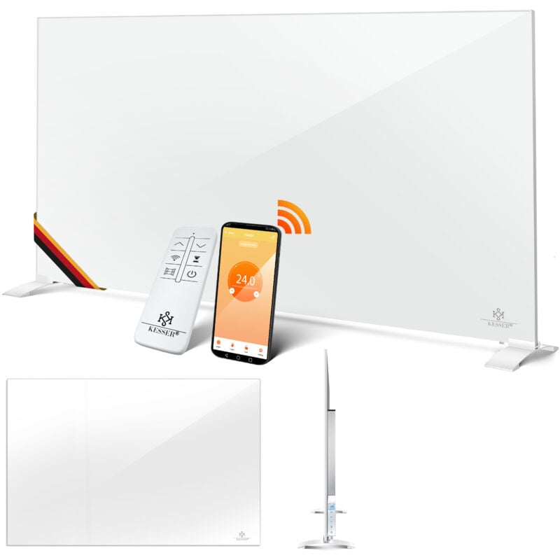 Infrarotheizung, Aluminiumheizung Energiesparend 2in1 Standgerät & Wandmontage, Elektroheizung mit Erkennung Offener Fenster + Fernbedienung,