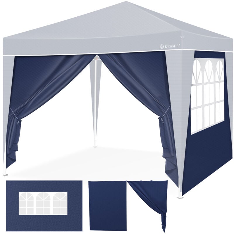 2X Seitenwand für Pavillon 3x3m - Faltpavillon Pop Up klappbar platzsparend verstaubar 2x Seitenteile Blau - Kesser