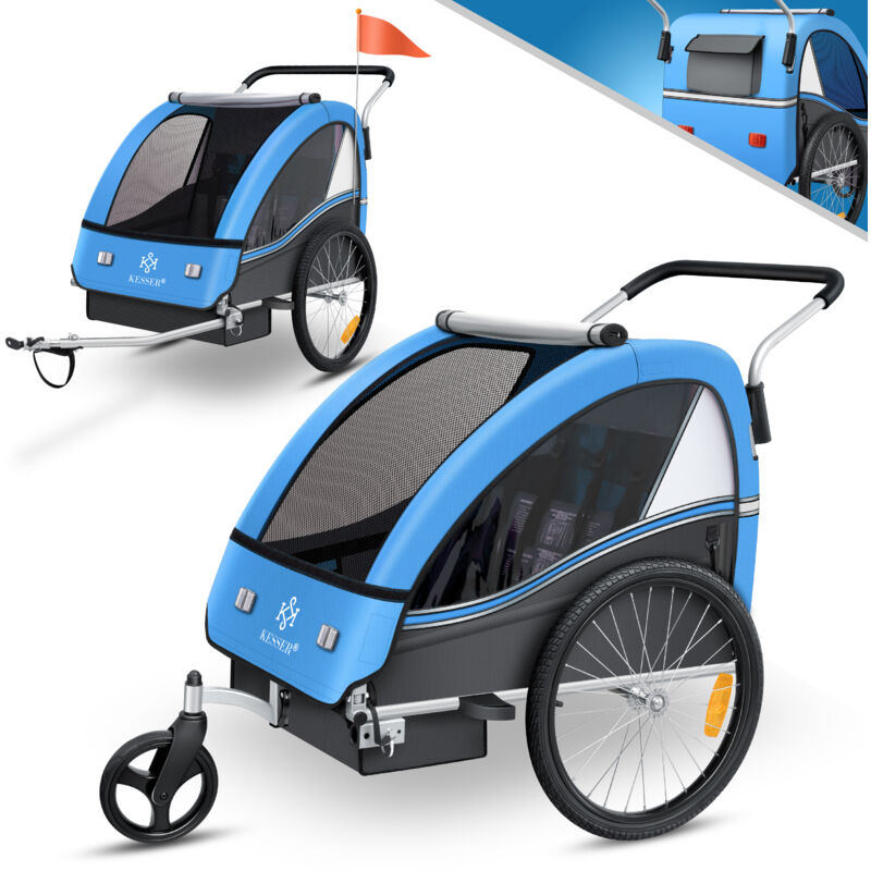 Kesser - Kinderanhänger Fahrradanhänger Sport-RX 2 in 1 Joggerfunktion Kinderfahrradanhänger + 5-Punkt Sicherheitsgurt 360°-Vorderrad Jogger Buggy