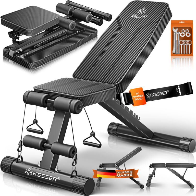 KESSER® Klappbare Hantelbank Multifunktionale Trainingsbank mit Rückenlehne 500kg Belastbarkeit Schwarz / Anthrazit