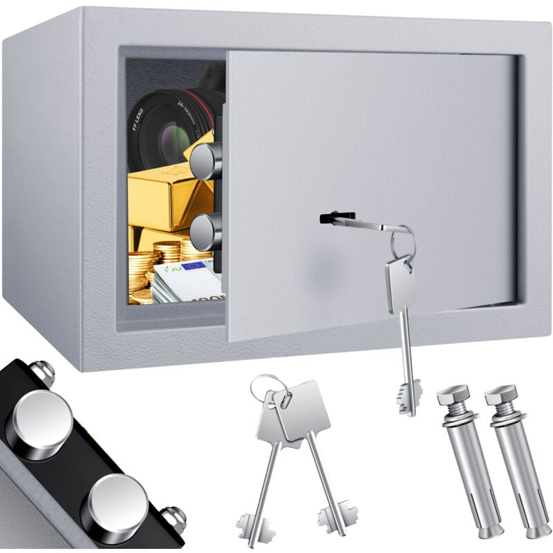 Möbeltresor mit Doppelbartschloss, Safe Tresor, Geldschrank, Boden-Wandtresor, Wandsafe ink. 2 x Schlüssel & Befestigungsschrauben, 30x20x20cm,