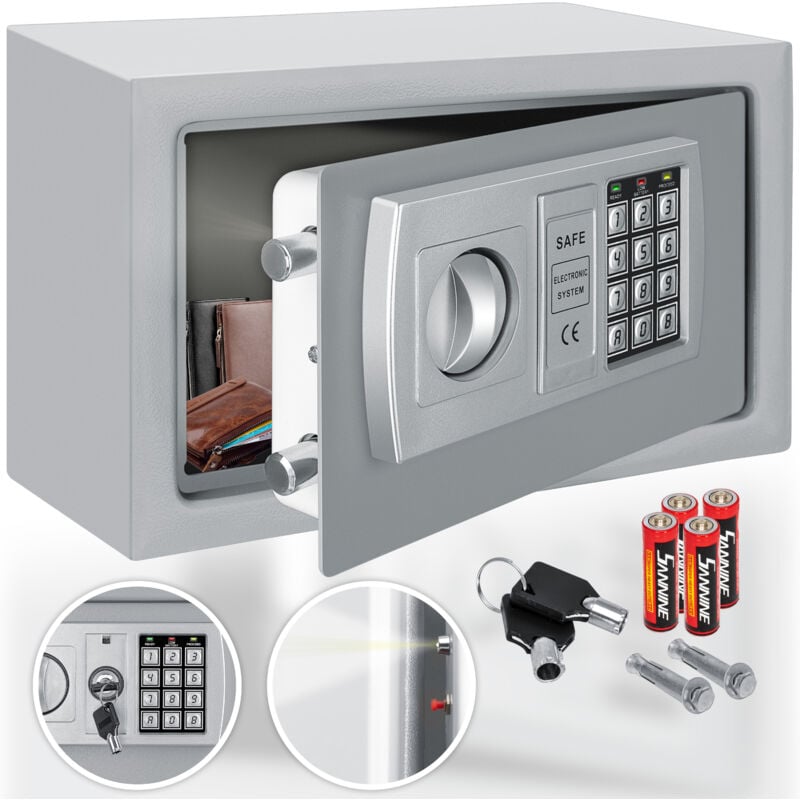 Tresor Safe Elektronik-Zahlenschloss 31x20x20cm LED-Anzeige Stahlbolzen Silber - Kesser