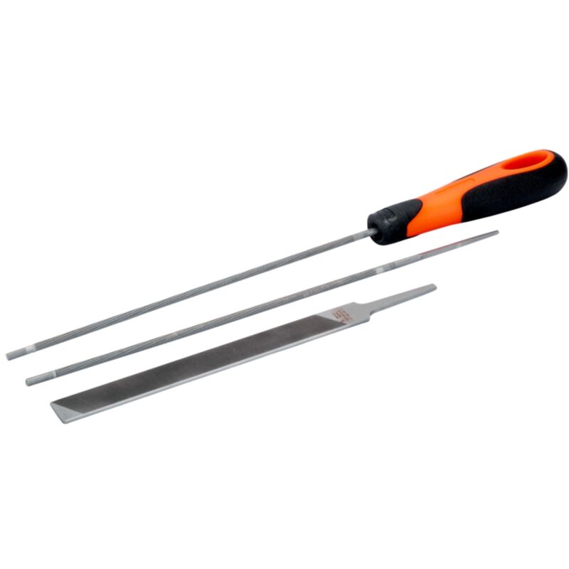 Bahco - Kettensägen Feilensatz Ergo Griff Rundfeile Flachfeile 200mm / ø 5,5 mm