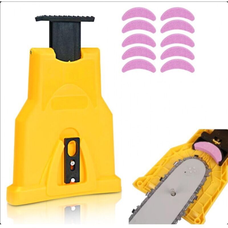 Kettensägen-Schärfgerät, Kettensägen-Schärfset, Tragbares Kettensägen-Schärfgerät mit 10 Schleifsteinen, Schnellwerkzeug für die Holzbearbeitung
