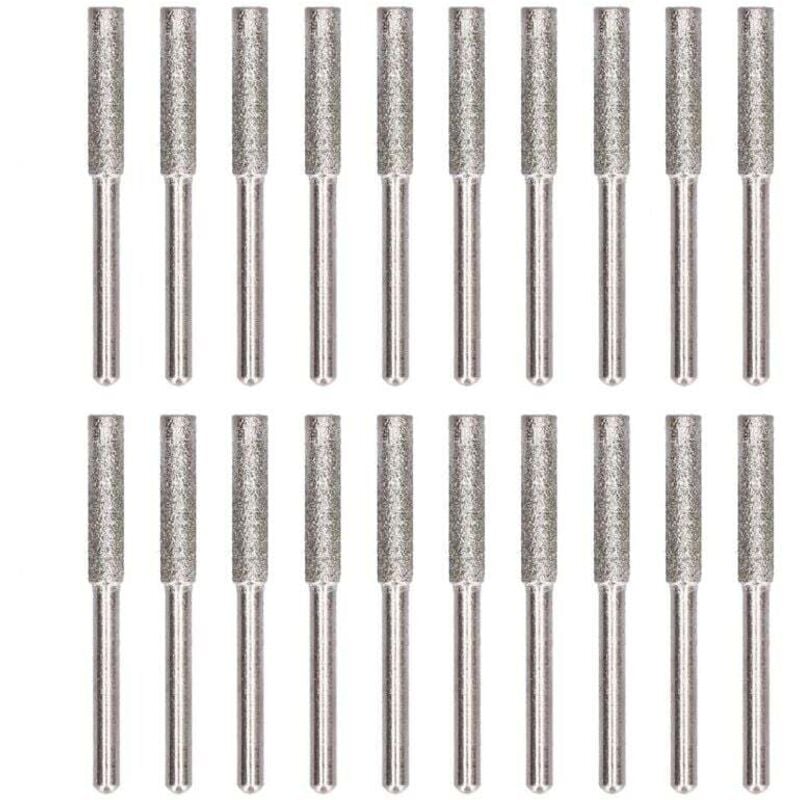 Kettensägen-Schärfset, 20-teilig, Kettensägen-Schärfschneider, Kettensägen-Schärfkopf, Schleifwerkzeug mit rotierender Feile (4 mm, Silber)