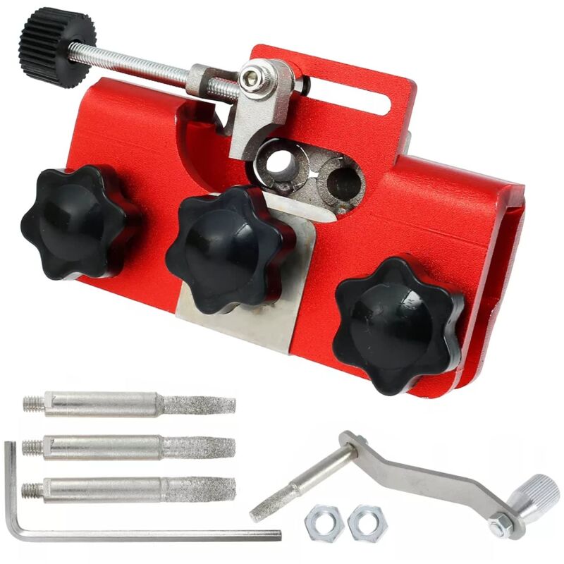 Kettensägen-Schärfset mit 3 Schärfköpfen – Kettensägen-Kettenschärfgerät – Kurbel – Schärfgerät für Kettensägen npterbl
