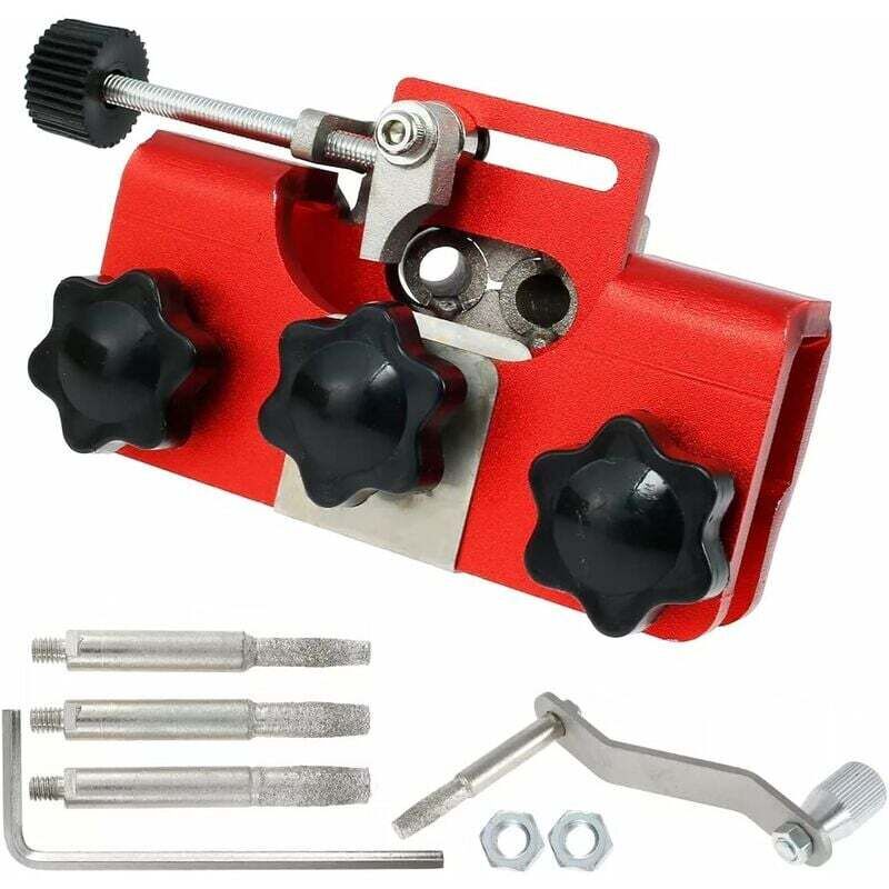 Kettensägen-Schärfset mit 3 Schleifköpfen, Kettensägen-Kettenschärfer, tragbare Handkurbel, Schärfer für alle Arten von Kettensägen und