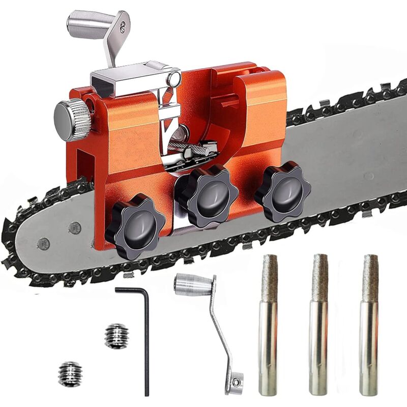 Kettensägen-Schärfvorrichtung, tragbares, schnell schärfendes Kettensägen-Schärfwerkzeug-Set, geeignet für alle Arten von Kettensägen und Elektrosägen