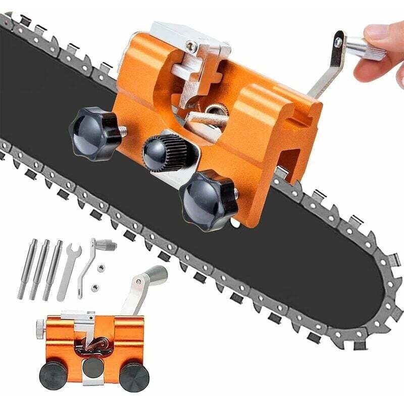 Kettensägenschärfer, Kettensägenschärfer mit 3 Schärfköpfen, manueller Kettenschärfer, für alle Kettensägen, Kettensägen, Holzfäller und Gärtner