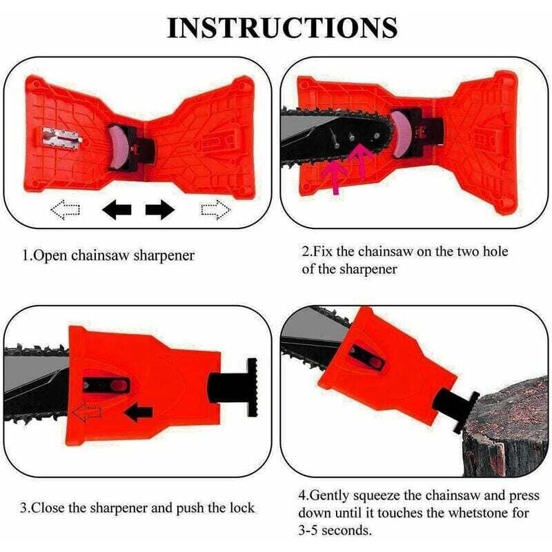 Kettenschärfgerät für Kettensägen, mit Set aus 3 Schärfsteinen, Kettenschärfgerät für Kettensägen, Schärfset für Kettensägen, Kettenschärfgerät für