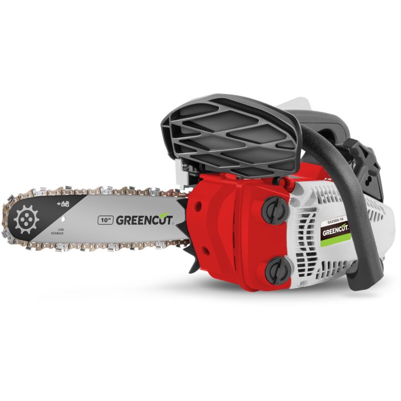 Benzin Kettensäge 25,4cc 1,4hp, mit 10'' Blatt, Easy-Start Starter, Anti-Vibrationssystem, inklusive Blattschutz und Kit Greencut GS250X-10