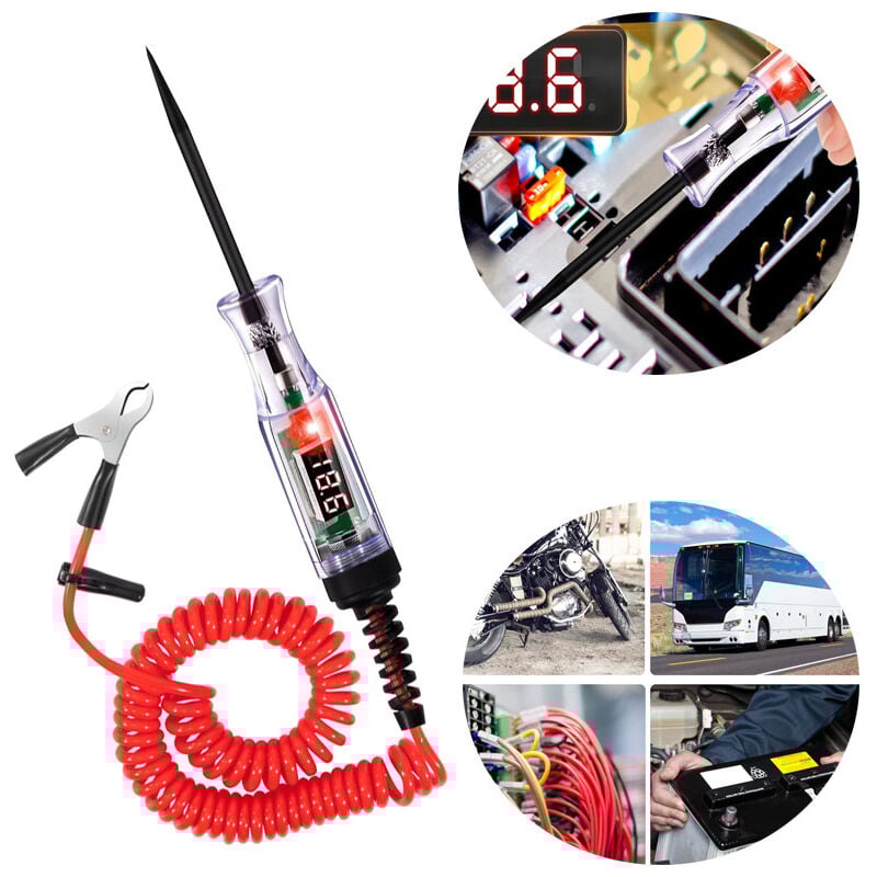 Bluedeer - Kfz-Spannungstester Kfz-Stromkreisprüfstift 3-48 v Stromprüfer dc mit Kontrollleuchte Spannungstester Prüflampe Kfz mit digitalem lcd