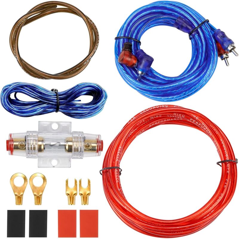 Kfz Verstärker Kabelsatz Anschluss Set 10GA Subwoofer Kabel Set 1500w Endstufe Kabel Set Auto Verstärker Kabel Car Audio Wire 4,5 m für Car Audio