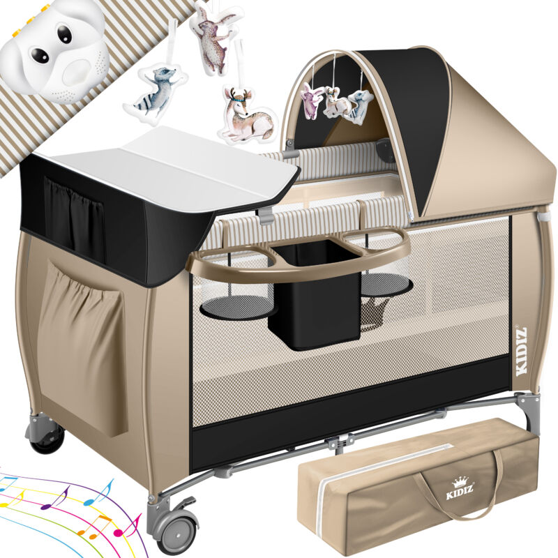Kidiz - Babybett 3 in 1 Reisebett Kombi Set Baby Bett mit Wickelauflage Moskitonetz Laufstall Baby ab Geburt bis 15 kg luftige Seitenwände mit