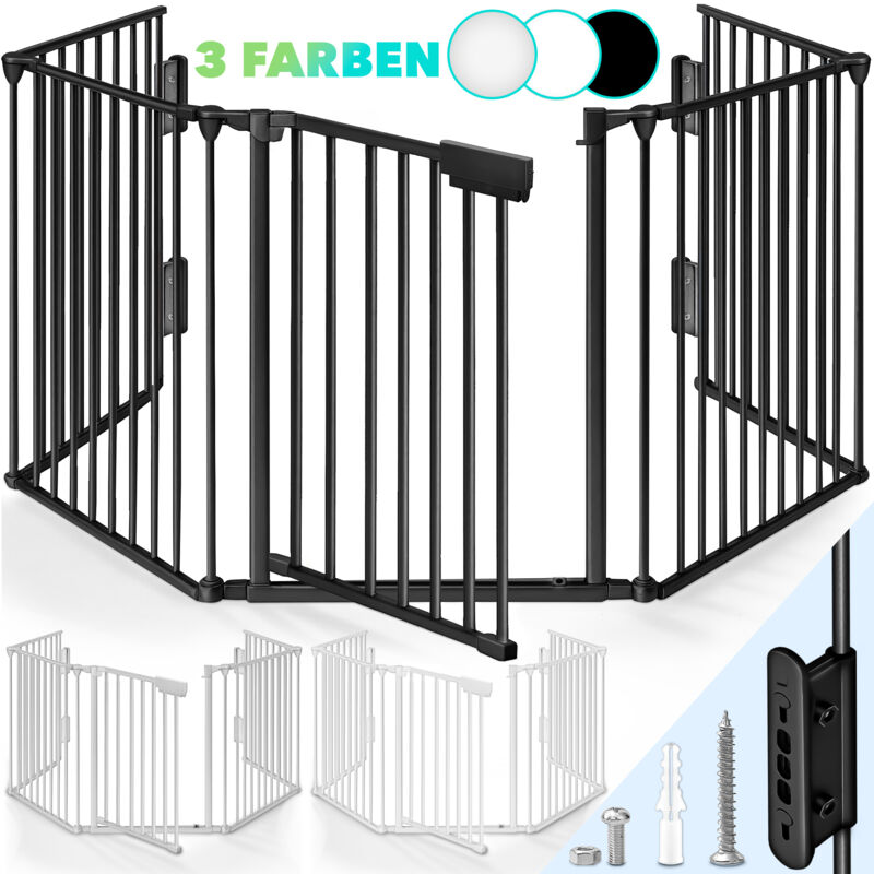 KIDUKU® Kaminschutzgitter Baby Weiß - 480 cm Länge Absperrgitter Ofenschutzgitter Laufstall Türschutzgitter