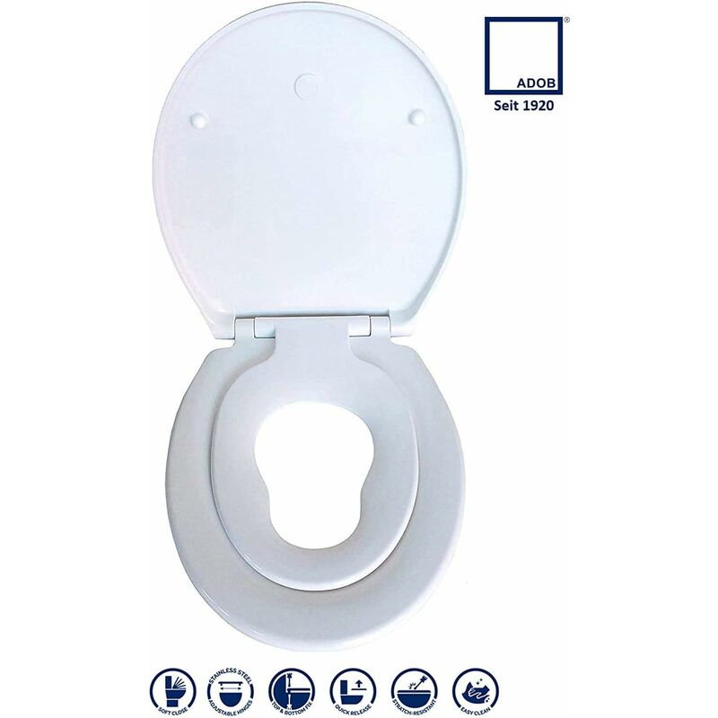 Kinder Familien wc Sitz New Family, aus Duroplast, Absenkautomatik, zur Reinigung von der Keramik abnehmbar, Familien Klodeckel, Klobrille, Baby Sitz