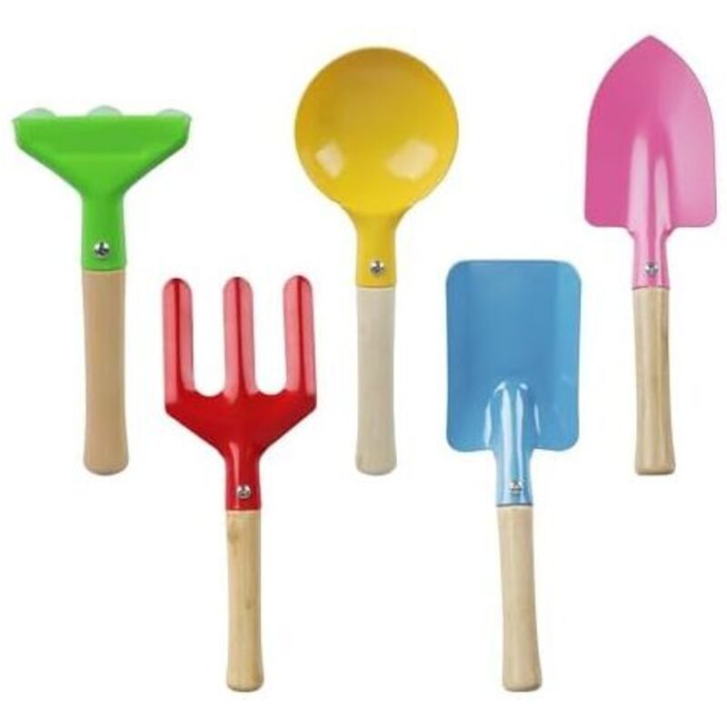 Kinder-Handschaufelset für Kinder ab 3 Jahren - Enthält Schaufel, Rechen, Spaten, Löffel, Gabel, Gartengeräte und Sandspielzeug.