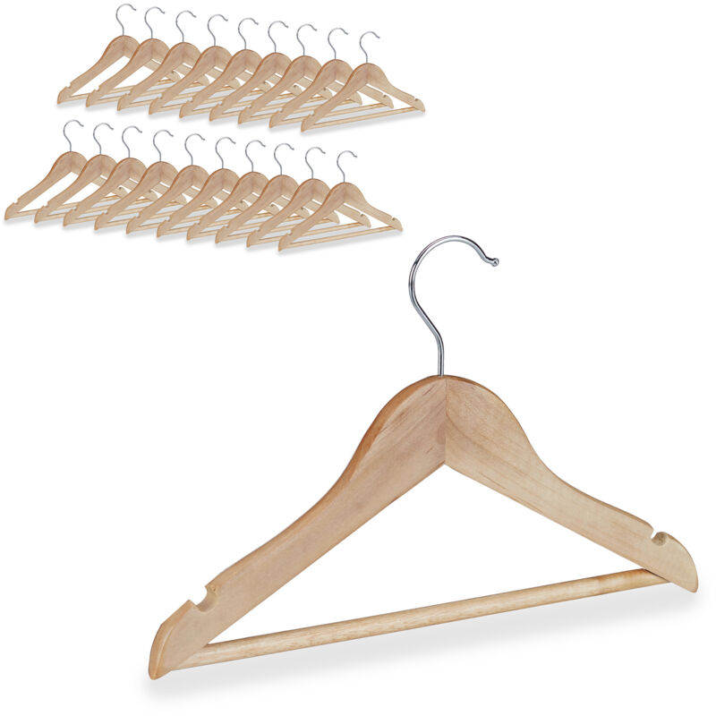 40 x Kinder Kleiderbügel im Set, Hosenstange, Hemd, 360 Grad drehbar, Mädchen, Jungen, Baby Bügel, Holz, natur