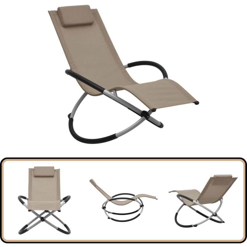 Kinder-Sonnenliege Stahl Taupe - Kindersonnenliege - Stahlsonnenliege - Gartenliege Für Kinder - Sonnenschirm Für Kinder - Außenliegestelle