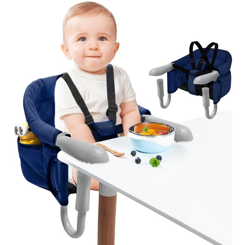 Tischsitz Baby Babysitz Tisch Faltbar Hochstuhl Sitzerhöhung Stuhlsitz mit Einteiliger Sicherheitsgurt und Rückenpolster für zu Hause und Unterwegs